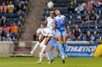 Chicago, IL - Saturday July 30, 2016: Brianne Reed, Cara Walls during a regular season National Womens Soccer League (NWSL) match between the Chicago Red Stars and FC Kansas City at Toyota Park.