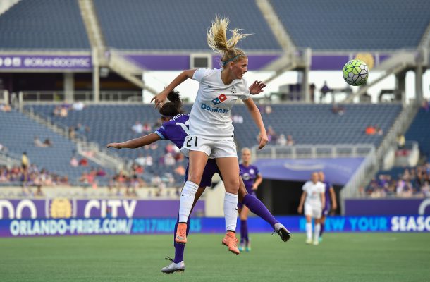 Orlando, FL - Saturday September 24, 2024: Katie Bowen during a regular season National Women's Soccer League (NWSL) match between the Orlando Pride and FC Kansas City at Camping World Stadium. FCKC won 2-1.